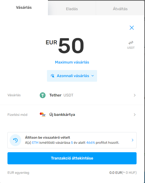 Kriptomat kártyás vásárlás