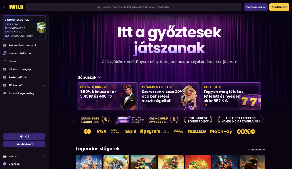 iWild casino főoldal