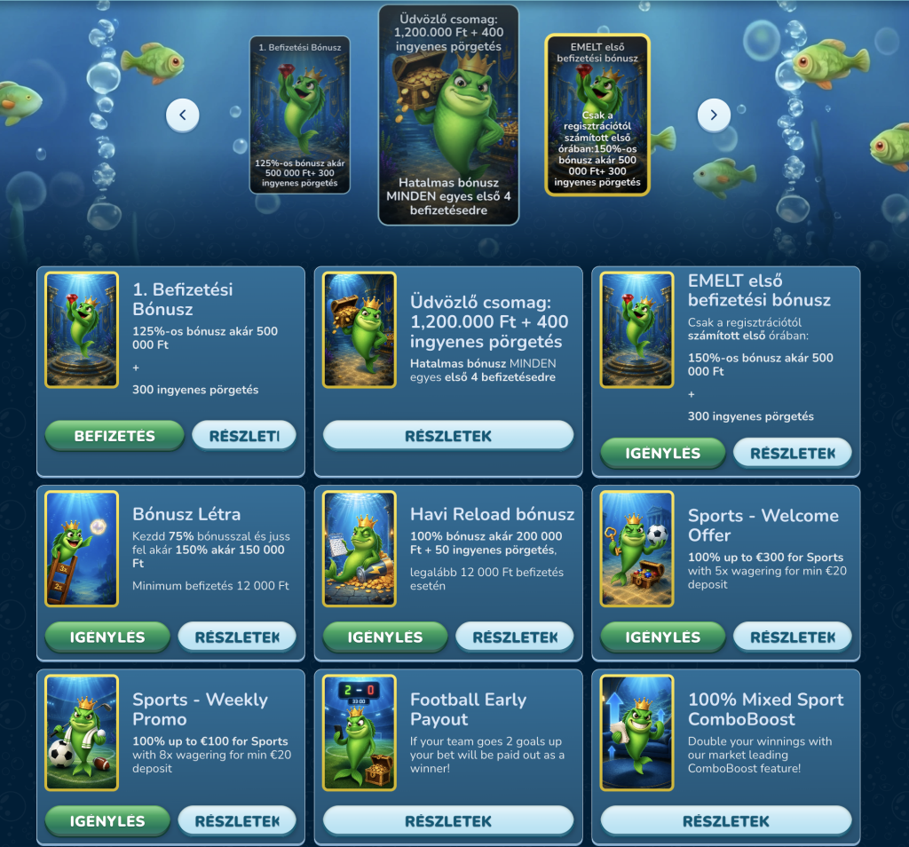 megafishwins bónuszok